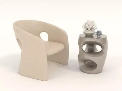 Modern Coffee Table and Armchair Set 33 3D model