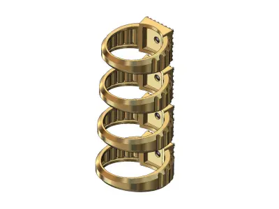 Fluted shank square cluster diamond ring US sizes 7to10 3D print model