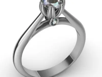 engagement ring 3 gems 3D print model