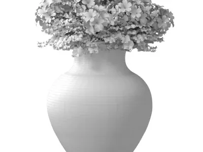 A bouquet of flowers in a classic vase or pot for decoration 3D model