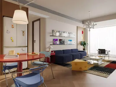 Modern Retro Bauhaus Living Room Bauhaus Living Room Dopamine  3D model
