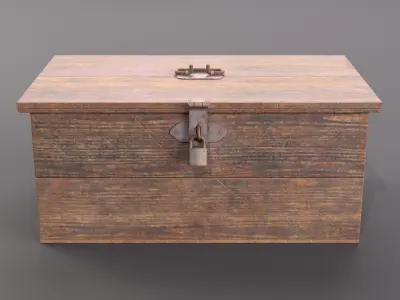 Vintage wooden box Low-poly 3D model