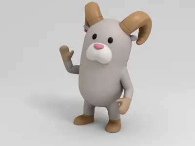 Rigged Cartoon Ram 3D model