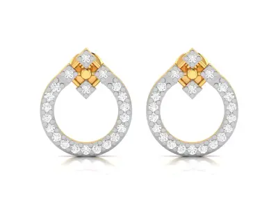 Earrings-3080 diamond hoop earring gold 3D print model