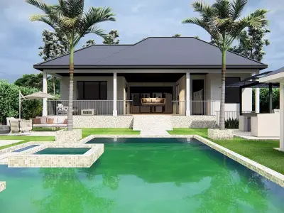 American Style House Exterior 3D Mode Classic Residential Home 3D model