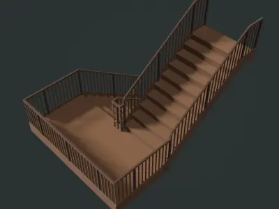 U shape stair 24O07 3D model