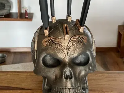 Skull Knife Block 3D Model - Print File 3D print model
