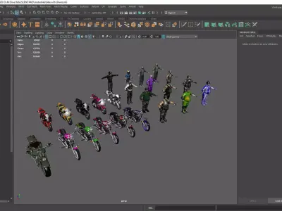 3D Game Asset Collection High Poly Motorcycles and Characters Low-poly 3D model