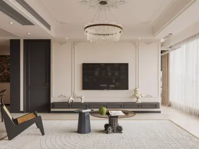 Luxury living room dining room interior scenes 24 3D model