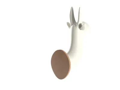 Faux Taxidermy White Animal Head Trophy Wall Mounted Low Poly Low-poly 3D model