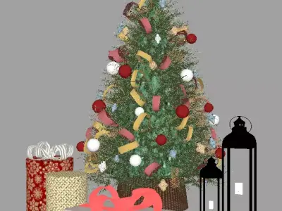 Festive Christmas Tree Decoration Set 3D model