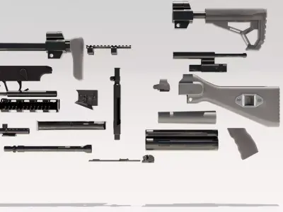 HK MP5 Modular Weapon  Game Ready Low Poly  PBR  Low-poly 3D model