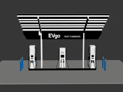 Electric Vehicle Charging Point with EV Station 02 3D model