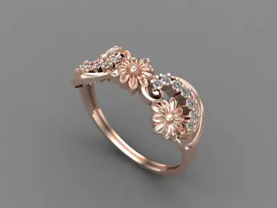 Women Ring Diamond Stone STL 3DM Lightweight Printable 3D print model 68