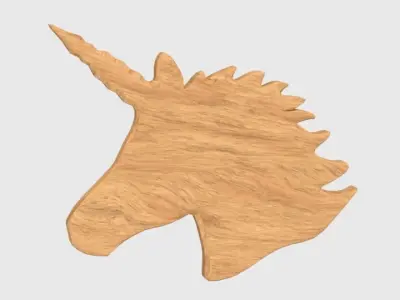 Low Poly Unicorn Wooden Head Silhouette Decorative Object Low-poly 3D model