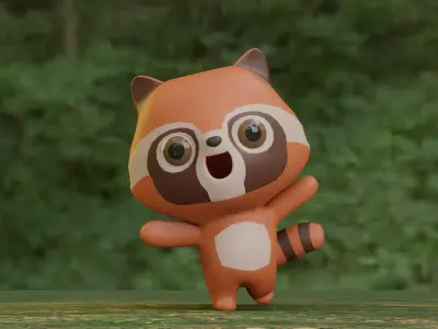 Raccoon rigged 3D model Low-poly 3D model