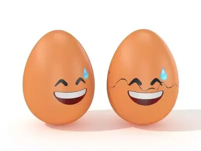 Egg Cracked Emoji N011 Low-poly 3D model