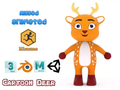 Character004 Animated Deer 3D  Low-poly 3D model