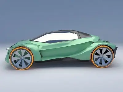 Lowpoly EfuturON futuristic concept car Low-poly 3D model