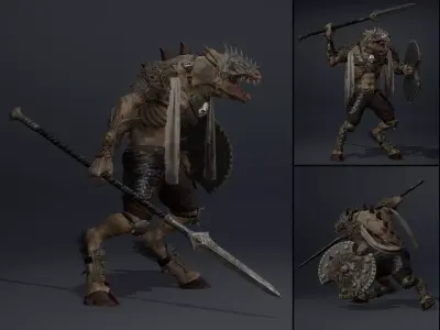 Mist Spearman Arm2 Low-poly 3D model