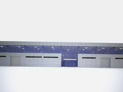 FACTORY AND OFFICE BUILDING -with interior Low-poly 3D model