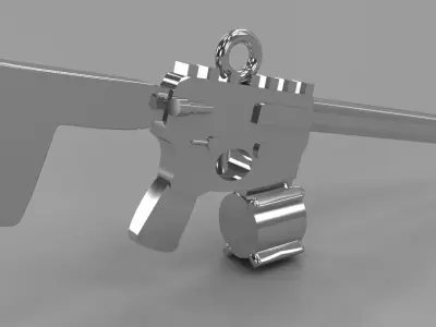 AR Pistol Pendant Gold Silver Luxury Jewelry 3D print model