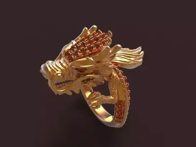 dragon-02 gold dragon head ring 3D print model