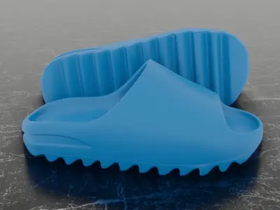 ADIDAS YEEZY SLIPPER - BLUE Low-poly 3D model
