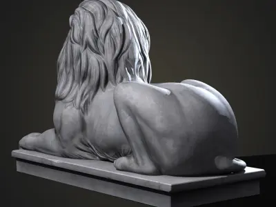 Stone Lion Statue Low-poly 3D model
