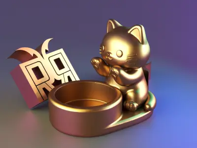 Cat candle holder 3D print model