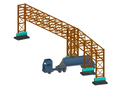 Pipe bridge 5 levels 54m long 2700mm wide 6400mm clearance 3D model