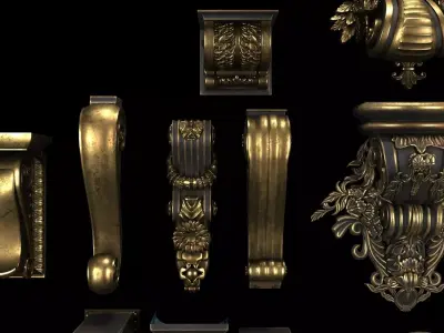 Collection of classic brackets   Low-poly 3D model