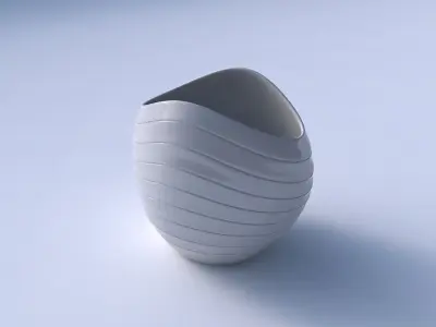 Bowl compressed 3 with smooth horizontal dents 2 3D print model