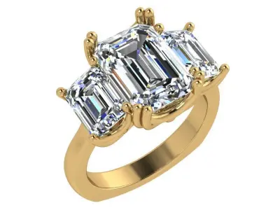 3 Stone Emerald Diamond Ring 4491 3D print model