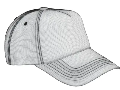 Gray Camouflage Fabric Cap 3D model