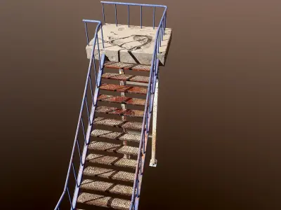 Rusty Iron Stairs PBR Model Low-poly 3D model