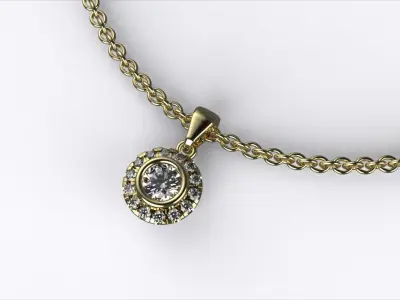  Diamond Pendant  Halo Style Jewelry Design for 3D Printing 3D print model