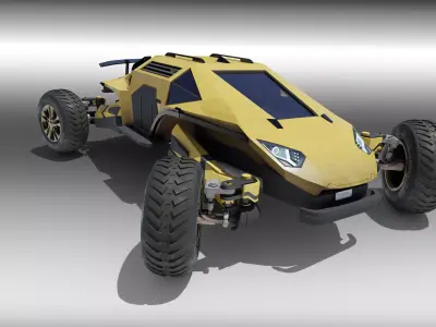 Car 4x4 with dirty look rigged Low-poly 3D model