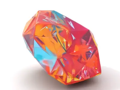 Rainbow Crystal Gem model pack Low-poly 3D model