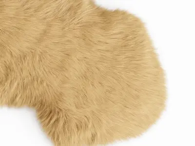 Fluffy decorative carpet made of Icelandic sheepskin fur 3D model