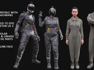 Mens and Womens Jumpsuits 3D Model Collection