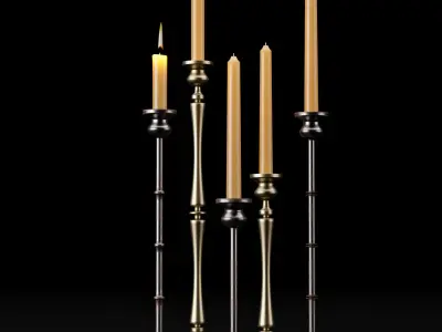 candlestick set 2 candlesticks 3D model