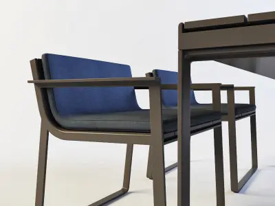 Banco Flat outdoor table plus chairs 3D model