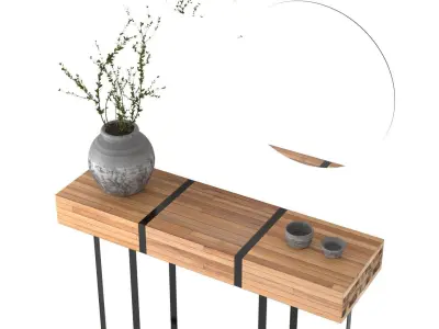 Entry Table D - Vase and Mirrors Low-poly 3D model