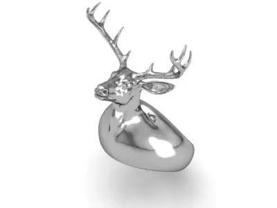 3D printable model silver deer head ring 3D print model
