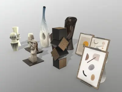 Interior Decoration Object Vase Sculpture Photo Set Low-poly 3D model