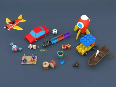 Lowpoly Toys car Low-poly 3D model
