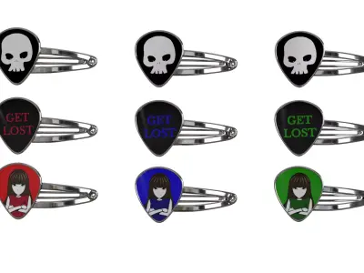 Hair snap clips girl 9 style  3D Model Collection