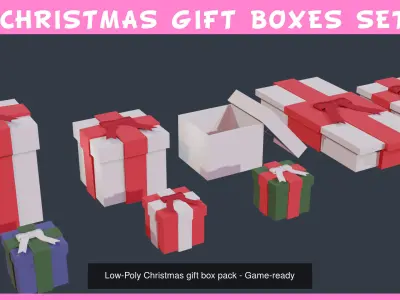Christmas Low-Poly Decoration Props Pack 3D Model Collection