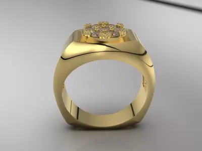 circular ring with stones 3D print model